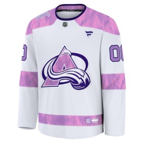 Maillot de Hockey Colorado Avalanche Personnaliser Fanatics Hockey Fights Cancer Practice 2024-25 Blanc - Homme